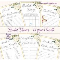 Ivory roses Bridal Shower games bundle,Cream flowers Bridal Shower games package,(123)